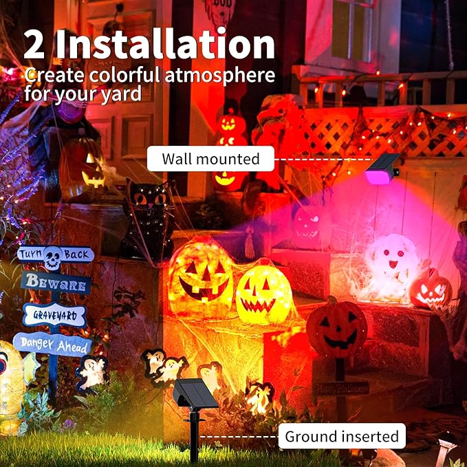 Solar Spot Lights Outdoor Color Changing, [7 Mode/12 Pack] Christmas Landscape Spotlights, Solar Light Outdoor Waterproof, Led Powered Flood Light for Outside Pathway Yard Garden Tree Halloween