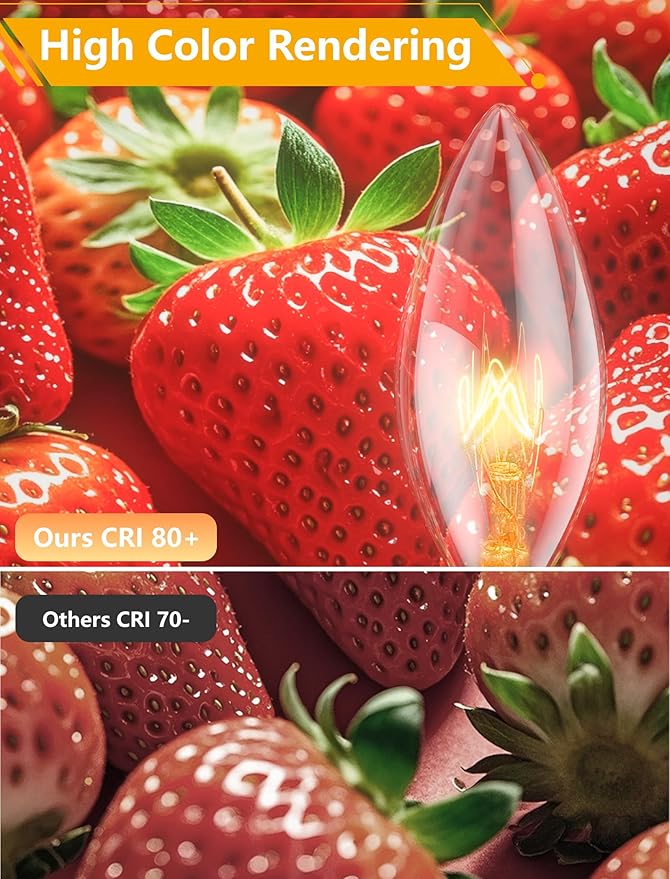 25 Pack Clear Torpedo Tip Replacement Bulbs, 7 Watt C26 Incandescent Bulbs for Electric Candle Lamps, Window Candles, Chandeliers, E12 Candelabra Base Light Bulbs