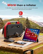 ETENWOLF Vortex S6SE Cordless Tire Inflator Portable Air Compressor, 160 PSI Air Pump for Car Tires with 15600 mAh Battery, 100% Duty Cycle & Dual Cylinder, Air Pump for Heavy-Duty Vehicle, Red