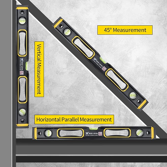 24-Inch Magnetic Bubble Level, 180/45/90 Degree Angles 600mm