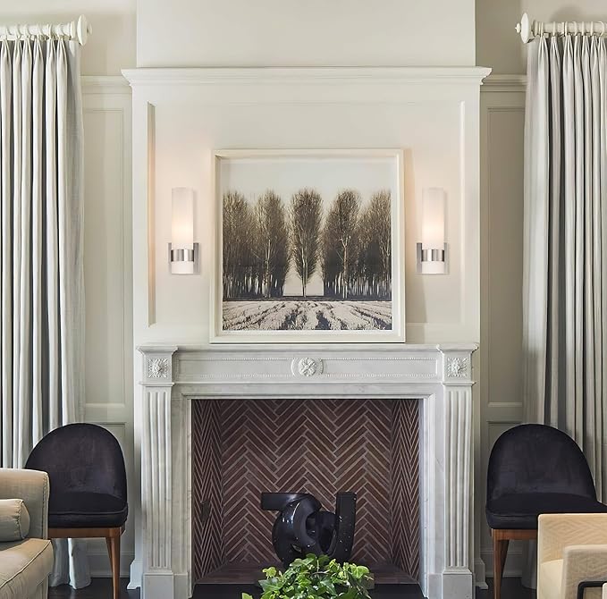 XiNBEi Lighting Wall Light ADA Wall Sconce with Opal Cylinder Glass in Brushed Nickel, Bathroom Vanity Light for Living Room & Corridor XB-W1185-BN