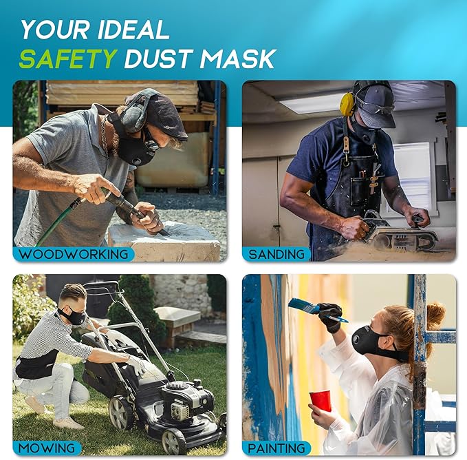 BASE CAMP Prolonged Comfort M Plus Dust Mask, Reusable Respirator Mask with Filter for Woodworking Landscaping Dust Pollen