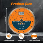 7 Inch Ultra-Thin Turbo Mesh Diamond Blade for Cutting Porcelain, Ceramic, Marble, Granite, 2 Pack for Handheld Saws and Angle Grinders, Dry and Wet Use, 7/8"-5/8" Arbor