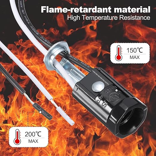 PATIKIL Candelabra Base Lamp Holder Light Socket, 3pcs UL Listed Keyless E12 Bulb Socket with 9.8" Wire Leads for E12 Incandescent LED Light Bulbs, 2.1" Tall