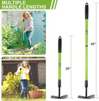 Telescopic Garden Hoe, Dual-Head Weeding and Cultivating Tool with Adjustable Handle, Lightweight Outdoor Hand Hoe for Raised Beds, Flower Planting, Camping, and Backyard Gardening