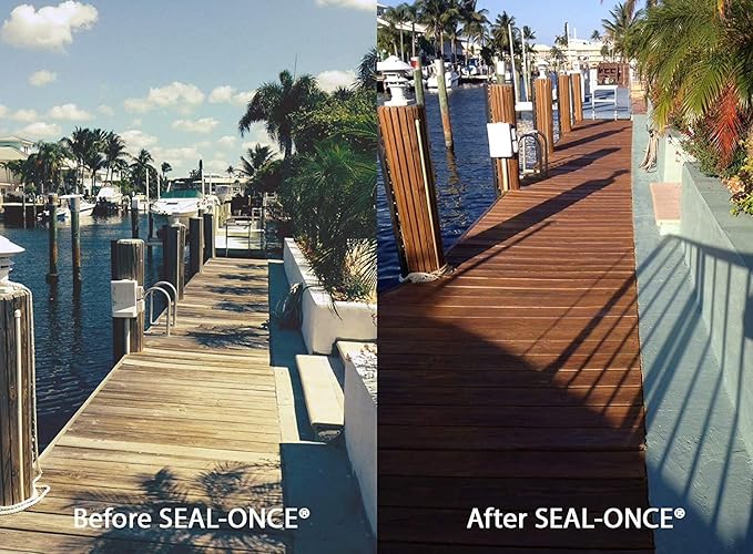 Seal-Once Nano+Poly Penetrating Wood Sealer with Polyurethane - Premium Waterproof Sealant -2 Gallon & Black