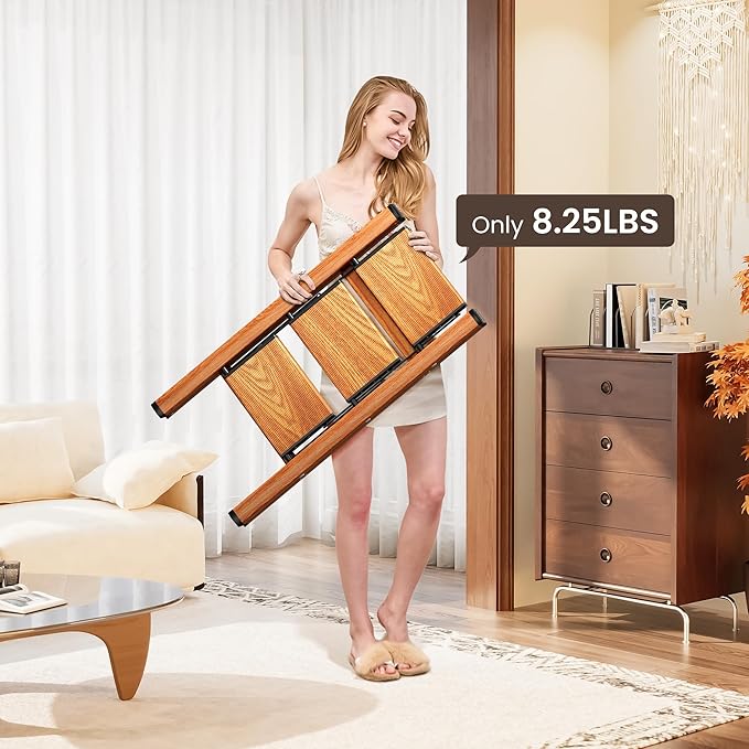 GameGem 3 Step Ladder, Folding Step Stool with Anti-Slip Wide Pedal, Aluminum Material Lightweight Yet Sturdy, 300 Lbs Load, Cute Modern Apperance for Indoor Household Spaces