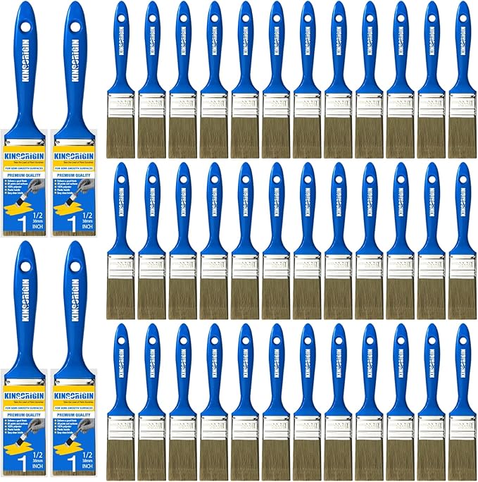 1.5 Inch Paint Brush Set, 40 Pack, 1-1/2 Inch (38mm) Flat Paint Brushes for Walls, Furniture, Crafts, Professional DIY Painting & Touch-Ups