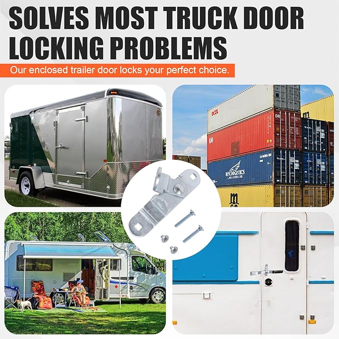GDW Cargo Trailer Door Latch Hasp Keeper for Ramp Padlock Race Bar Lock Handle Enclosed Car Hauler (‎Trailer Door Hasp 2pack +Screws 4+Nuts 4)