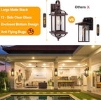 18” Bronze Outdoor Light Fixtures with Dusk to Dawn Sensor 2-Pack, Anti-Rust Aluminum Brown Outside Lights for House Enclosed Bottom Exterior Lighting Scones IP65 Waterproof Wall Lanterns
