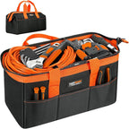 Tool Bag, Large Tool Organizer Bag with 18 Pockets,15.7x 11.4x 9.8 inch, Heavy Duty 600D Fabric, Black and Orange