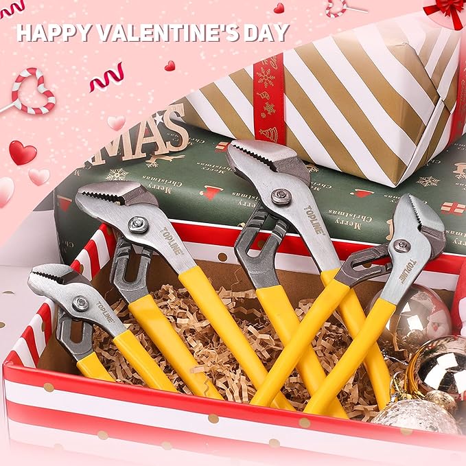 TOPLINE 4-piece Tongue and Groove Joint Pliers Set with Dipped Handles, Groove Joint Pliers Set Included 12-Inch, 10-Inch, 8-Inch and 6-Inch, Ideal for Basic Home Repair and General Applications