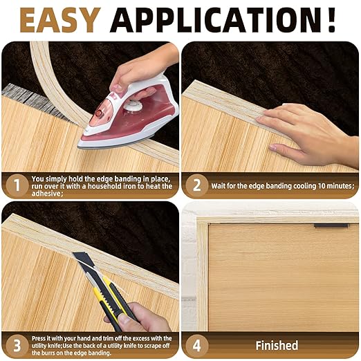 GSCIT Club Oak Edge Banding, 3 inch x 50ft roll of Veneer Edge Banding - Pre-glued Flexible, Real Wood Tape for Cabinet Repair & Furniture Restoration