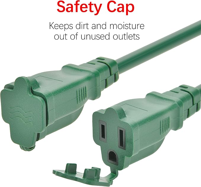 Clear Power 16 Gauge 3Prong Cords (3 Outlets, Green, 25 ft)