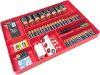 MLTOOLS Tool Drawer Organizer Tray - 10-Compartment Home & Garage Tool Tray - Stackable Workbench Toolbox Organization Holder for Small Parts, Batteries, Supplies - Made in The USA - OT10R Red