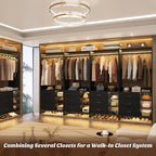 Aheaplus 2.5FT Closet System with 3 Drawers, 29.5’’ Closet Organizer, Wood Closet Organizer System, Walk-in Closet or Small Closets Wardrobe, Clothes Rack with Hanging Rods,-E6, Black