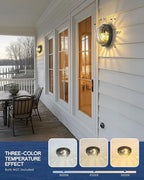 FEMILA 10" Modern Outdoor Wall Lantern, 2 Pack Nautical Outdoor Lighting, Bulkhead Sconce for Front Porch/Entry Light, Aluminum, Ripple Glass, ETL & UL Listed, 4FYX105FL-2 BK SW