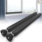 Adjustable Window Security Bars Vertical, Heavy Duty Sliding Patio Glass Door Lock Bar with Rubber Feet, 17-33 inch Window Safety Stopper for Up and Down Windows -Black 2 PCS Patented