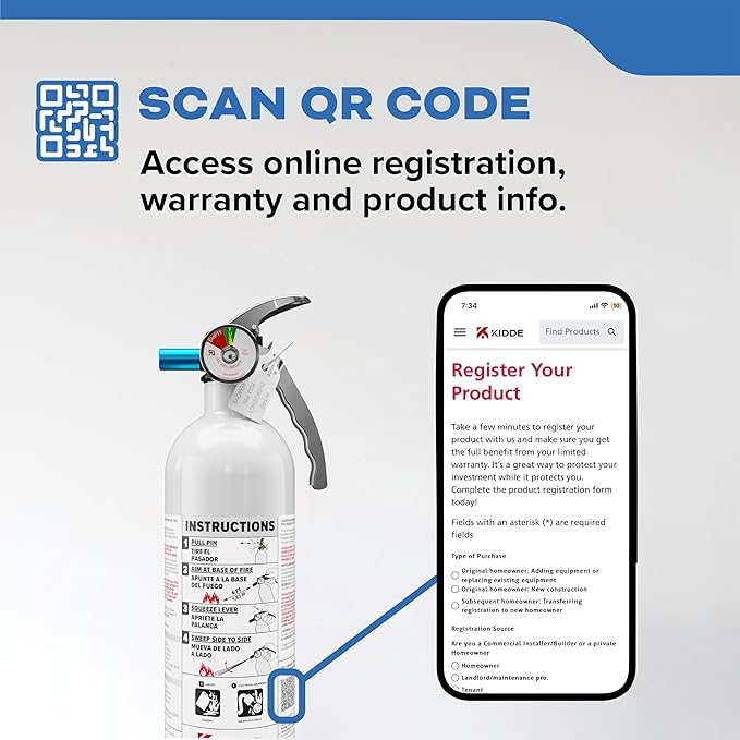 Kidde Mariner 5 Fire Extinguisher for Boats, Single-Use 5BC