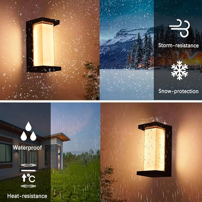 Outdoor Porch Lights 3000K 40000K 5000K 3 Colors Selectable, LED Outdoor Light Fixtures Wall Mount 2 Pack, Super Bright 1500lm Aluminum Exterior Lighting Fixtures for Outside House Front Door