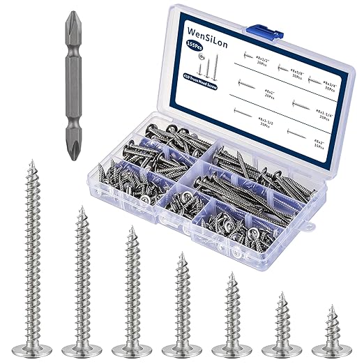#8 Phillips Truss Head Wood Screws Stainless Steel 410 Quick Metal Self Tapping Assortment Kit