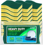 AIDEA Heavy-Duty Scrub Sponges, 24Count, Sponge for Non-Coated Cookware, Kitchen Sponges for Dishes, Scrubbing Power for Tough Messes, Cleaning Sponge for Kitchen, Bathroom, Household