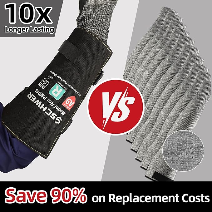 Schwer ANSI A9 Cut & Level 5 Puncture Resistant Arm Sleeves, PM915 High Risk Protection Arm Guards for Biting, Gardening Sleeve Thorn Proof, Tactical Work Sleeves for Law Enforcement Self Defense