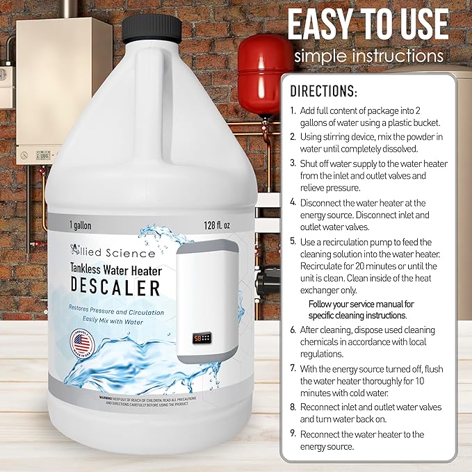 Tankless Water Heater Descaling Solution | Highly Effective Descaler Restores Heating Efficiency, Gallon, 128 fl oz