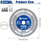 6-1/2-Inch 60-Tooth Circular Saw Blade,TCT ATB Framing Blade,20mm Bore(16mm Reduction Ring Included) for Wood Fast Cutting
