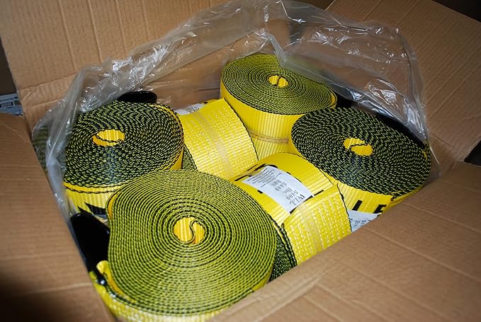 4” x 30’ Heavy Duty Winch Strap with Flat Hook for Flatbed Trailer 6,000 lbs Load Limit — 10 Pack