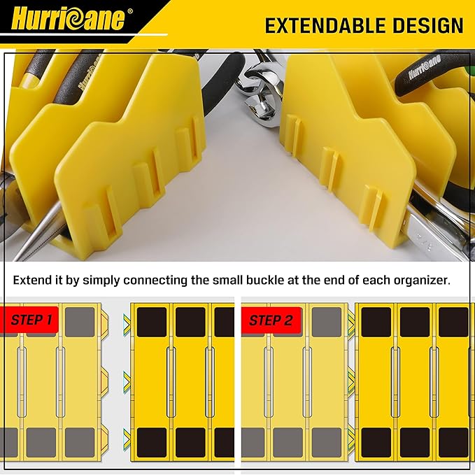HURRICANE Pliers Organizer Rack, Pliers Cutters Organizer with Non-Slip Rubber Base, Keep Tools Organized in Drawers, 2 Pack, Extendable Design, Fit 3'H Drawers and More