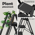 Taranta 4 Step Ladder,Aluminum Lightweight Folding 4 Step Stool with Anti-Slip Wide Pedal,330lbs Capacity Step Ladder for Household,Kitchen,Office - Black