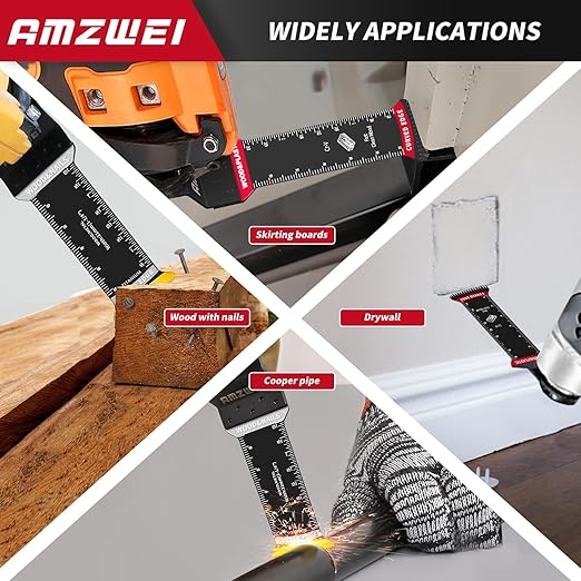 20 Pcs Extra Long Titanium Oscillating Tool Blades & Japanese Teeth, Curved Edge Multitool Blades for Metal, Wood, Plastic, Oscillating Saw Blades Compatible with Dewalt Bosch Milwaukee Ryobi