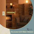 TOPGREENER Kalide Dimmer Light Switch, LED Dimmer Switch, Full Range Dimming, Single Pole/3-Way, 120VAC, 60Hz, 300W LED/CFL, Neutral Wire Not Required, Wall Plate Included, Light Almond