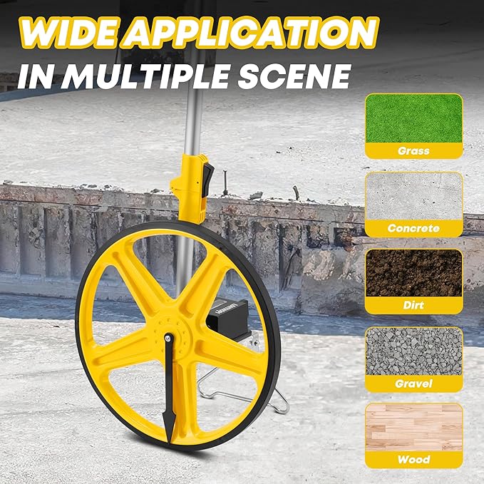 SILVEL 12 Inch Measuring Wheel, MAX9999FT Measuring Wheel in Feet and Inches, One key to Zero Rolling Tape Measuring Wheels, yellow
