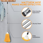 Matthew Microfiber Mop Replacement Compatible with Microfiber Cloth Mop Refill,Stainless Steel Spin Mop Replacement 54" Handle with Wet Mop for Floor Cleaning (2 Mop Heads w/1 Handle)-Orange