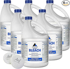 (6 Gallons) - Liquid Chlorine Bleach, for Laundry, Household and Commercial Cleaning, 1 Gallon Jugs