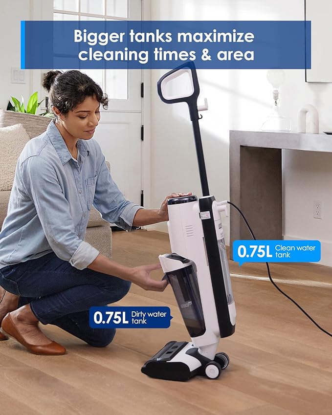 Tineco Corded Wet Dry Vacuum Steam Mop All-in-one, Hardwood Floor Cleaner Great for Sticky Messes, Floor ONE S5 Steam Smart for Hard Floors with Digital Display and Long Run Time