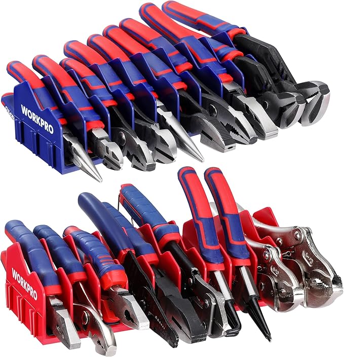 WORKPRO 2-Pack Plier Organizer Rack, Pliers Holder and Cutter Organizers with Non-Slip Rubber Base, 20-Slot Tool Box Organizer, Tool Drawer Organizer, Tool Storage, Plier Rack (Pliers Not Included)