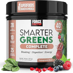 Force Factor Smarter Greens Superfoods Powder to Support Digestion, Gut Health, Bloating, Greens Powder with Probiotics, Prebiotics, Digestive Enzymes, & Adaptogens, Pomegranate Berry, 30 Servings