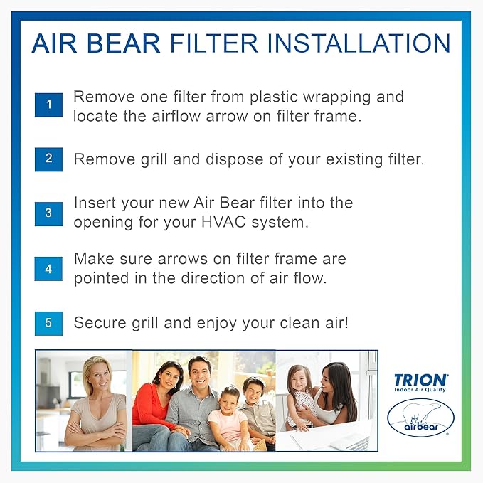 16x25x3 TRION Air Bear Cub Pleated HVAC Air Filter MERV 13 (3-Pack) (Actual Size: 15.75 x 24.75 x 3.06 Inches)