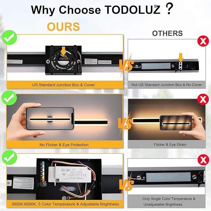 TODOLUZ 2-Pack 40-Inch LED Long Outdoor Wall Light Fixture, 30W IP65 Waterproof Exterior Linear Wall Mount Lighting, 5 Color Temperature Mode (3000K/3500K/4500K/5000K/6000K)