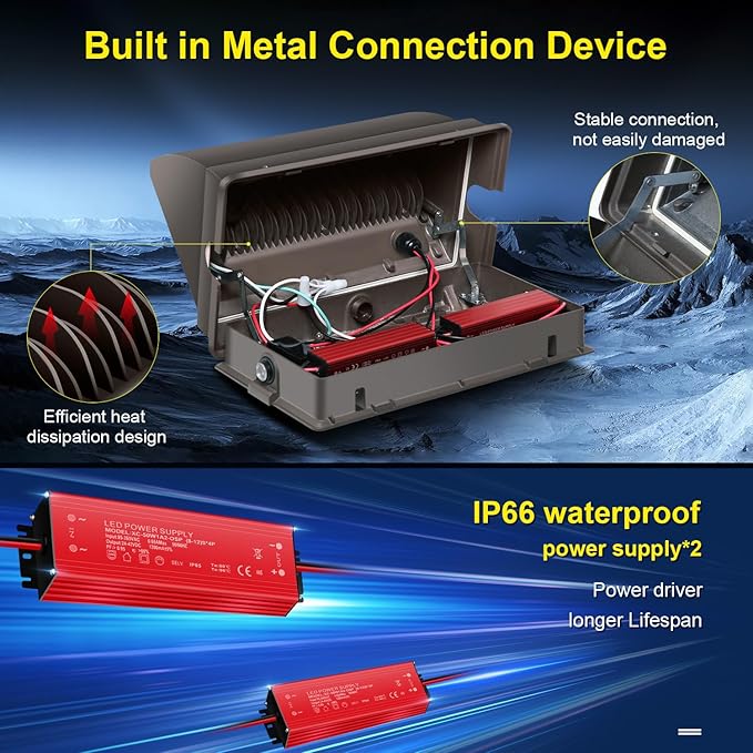 LED Wall Pack Lights Outdoor Dusk to Dawn Photocell 800W Eqv Bright 18000LM LED Exterior Buildings Security Lighting 5000K 120W LED Flood Wall Light 100V-277V IP65 Waterproof for Yard 6 Pack