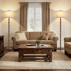 Luvkczc 62" Floor Lamp,3-Color Temperature Farmhouse Standing Lamp, Retro Rustic Tall Floor Lamps with Rotary Switch, Resin Standing Lamp for for Living Room,Bedroom,House, Office(Grayish Brown)