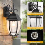 Outdoor Wall Lights, 16 Inch Wall Sconce with Glass Shades, Waterproof Porch Light Fixture, Mounted Exterior Lighting Fixtures for House Farmhouse Patio Doorway Garage (E26 Base Max 40W)