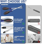 WORKPRO 10-Piece Magnetic Screwdriver Set with Pouch, Phillips, Slotted, Flat Head Screwdriver Include Magnetizer, Screwdriver with Non-Slip Grip, for Home Repair and DIY Projects