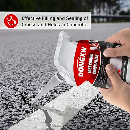 Concrete Crack Filler, 2Pcs Weather Resistant Cement Crack Repair for Driveways, Quick-Drying Concrete Caulking Adhesive Sealant for Sealing Horizontal Cracks, Gray