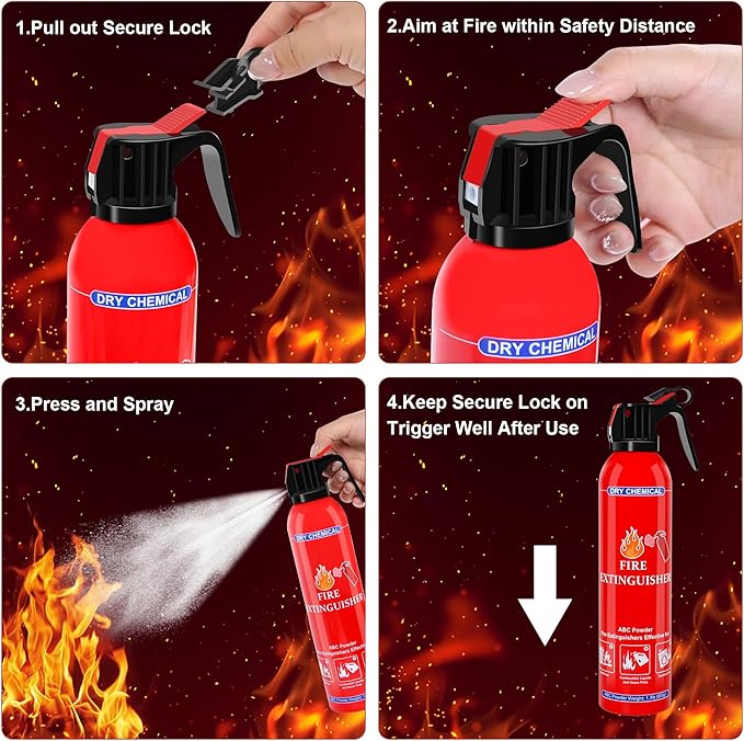 6 Pack ABC Dry Chemical Fire Extinguishers, Portable Dry Powder Fast-Acting Fire Extinguisher with Mount, Suitable for Home, Car, Boat, Truck, Electrical, Grease Fires