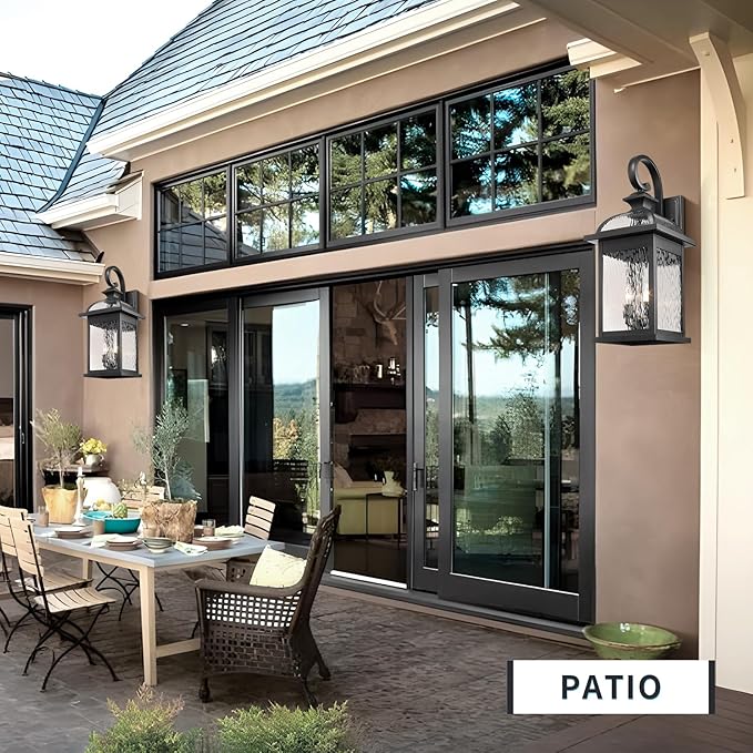 Darkaway Outdoor Lights Fixtures Wall Mount, Extra Large 26inch Outdoor Wall Sconce Lights with Water Ripple Glass for House Front Porch Patio Garage E12 Bulb Base