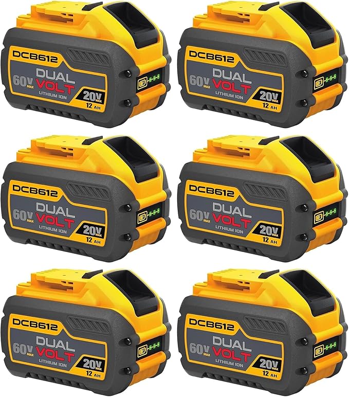 60V Battery 12ah Replacement for Dewalt Batteries 60 Volt DCB606 DCB609 DCB612 6 Pack, Compatible with Dewalt 20V 60V Cordless Power Tools